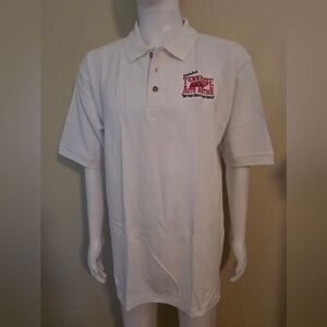 Head To Toe White Polo Shirt with Red Embroidery Tennessee Auto Auction.